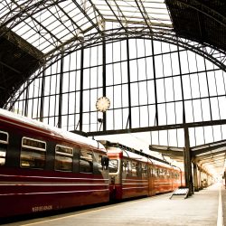 A beautiful shot of the trains arriving at the station at daytime in Norway